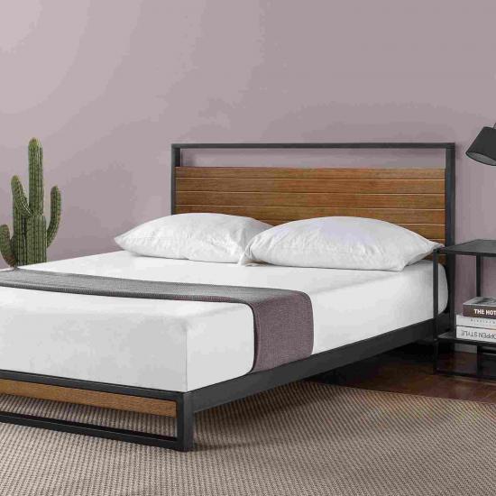 Metal Wood Platform Bed